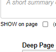 ‘Show on page’ option